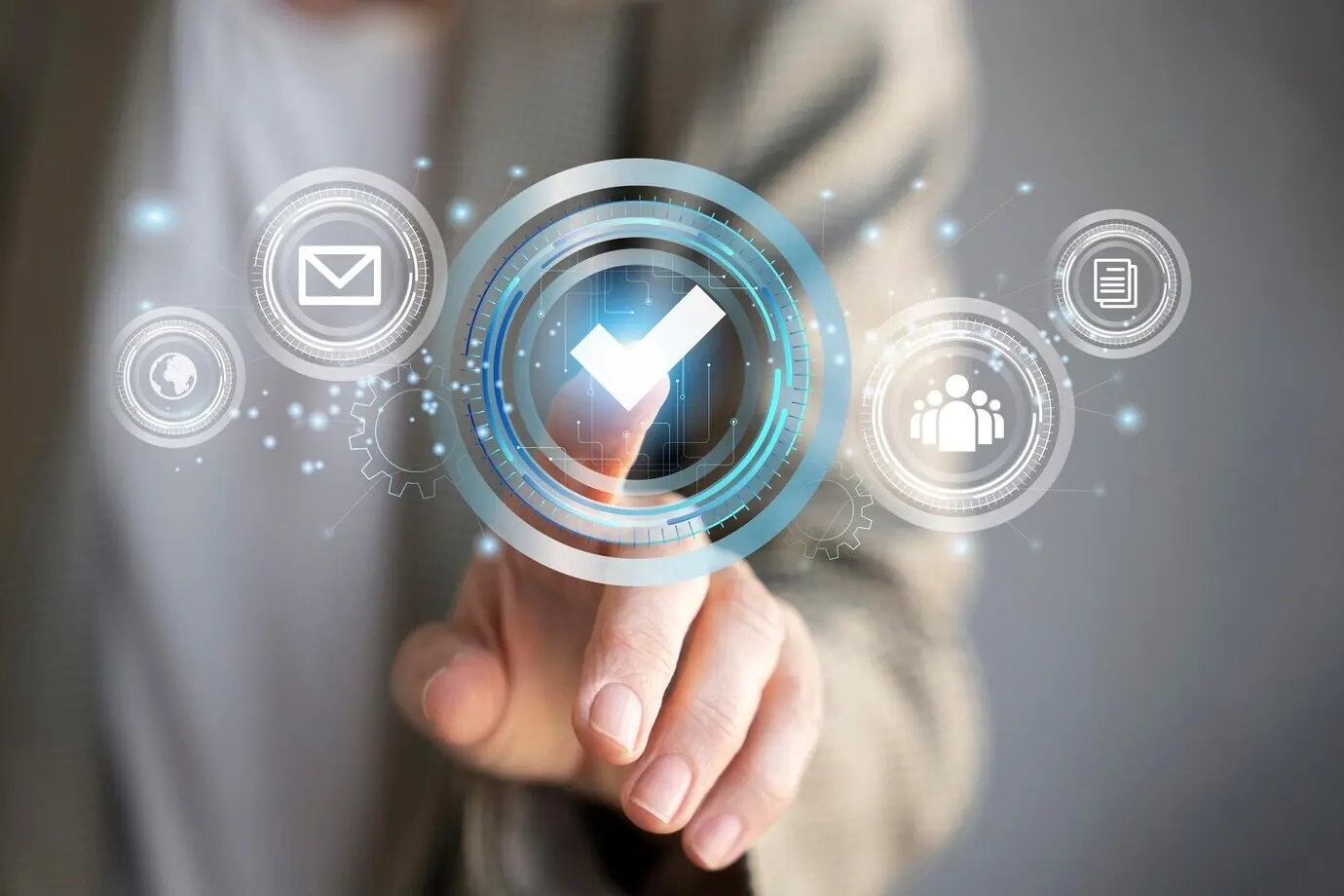 Konzept einer Collage zur standardmäßigen Qualitätskontrolle